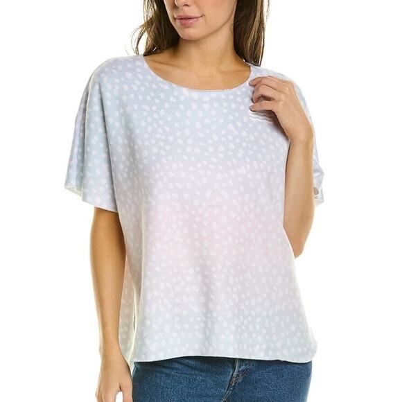 Sol Angeles Ombre Dalmation Slouch Short Sleeve Top Blue L - Picture 1 of 6